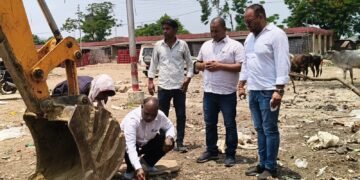 नवीन सब्जी मंडी में स श्रेणी के 50 दुकानों के निर्माण कार्य का हुआ भूमि पूजन